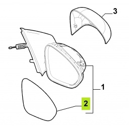 VIDRIO ESPEJO EXT. IZQ. (CHASIS 358A72NY) -ORIGINAL-