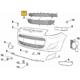 REJILLA SUPERIOR PARAGOLPE DELT. -ORIGINAL-